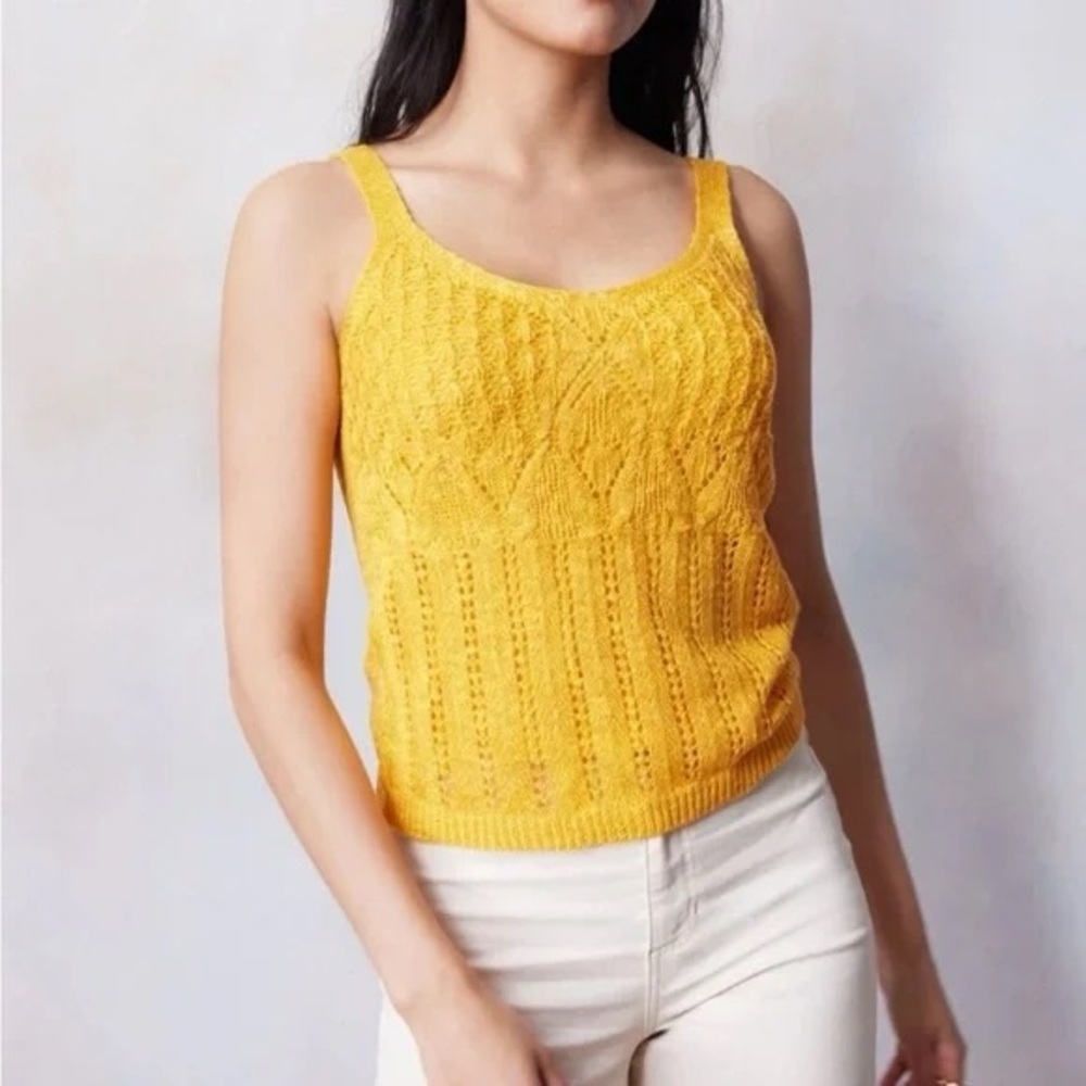 LC Lauren Conrad Pointelle sweater tank top, size medium, yellow, NWOT